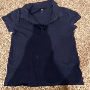 GAP Blue Fitted Short Sleeve Polo Uniform Button Down